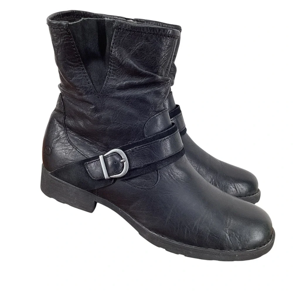 Born Virgo Slouch Engineer Boot Leather Side Zip Ankle Boots - Women's‎ Size 9M